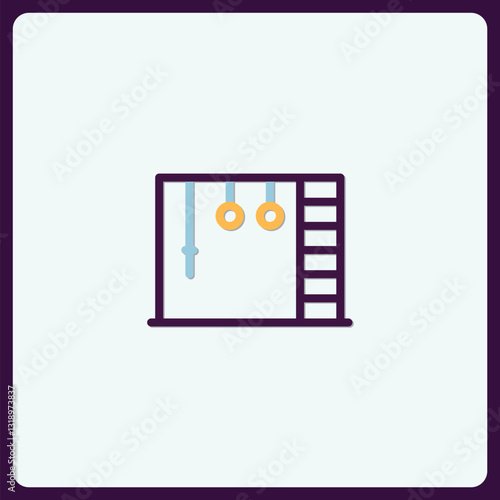 Simple Icon of Gymnastic Rings and Ladder in Minimalistic Style