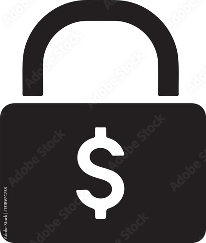 Financial Security Icon Black Vector Symbol for Asset Protection Safety