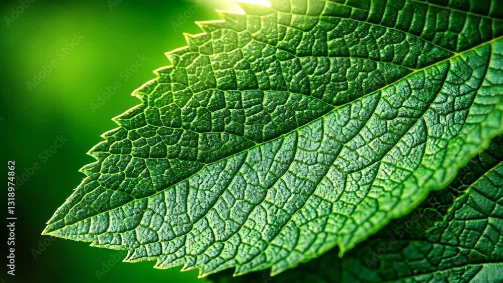 Close-up view of green leaves showcasing intricate textures and patterns in natural light Close-up view of green leaves showcasing intricate textures and patterns in natural light