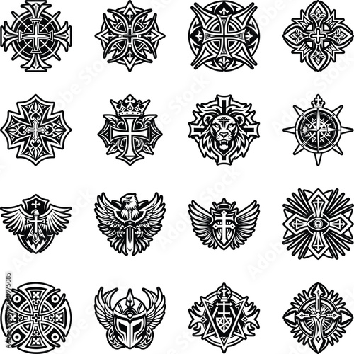 Bundle of Glyph Style Templar Art Icons 

 photo