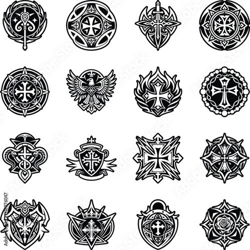 Set of Glyph Style Knight Art Icons 

