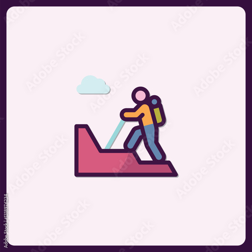 Climbing Adventure: A Stylized Hiker Icon, Outdoor Pursuit Symbol