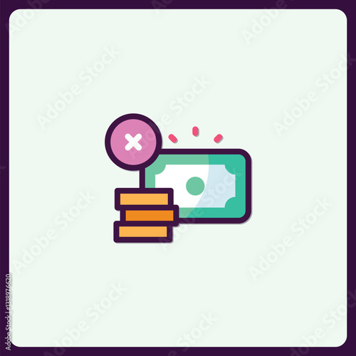 Conceptual icon of unsuccessful investment or financial loss representation