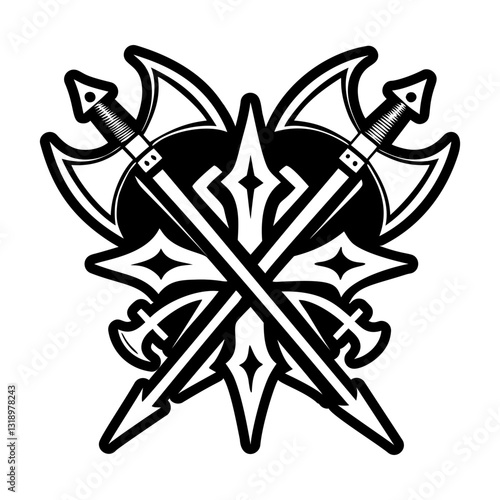 A solid style icon of crosses weapons symbol