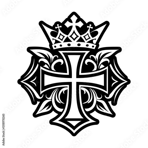 Crown cross symbol icon in glyph style