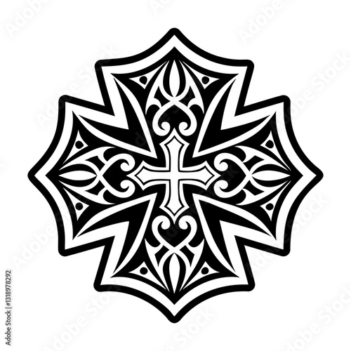 A solid style icon of crusader symbol