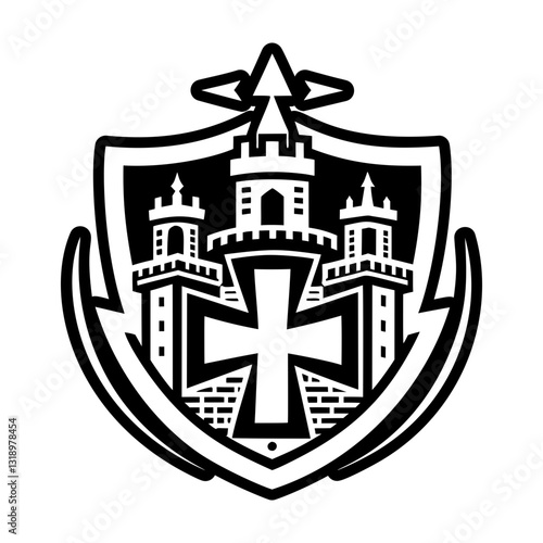 Knight templar fortress icon in glyph style
