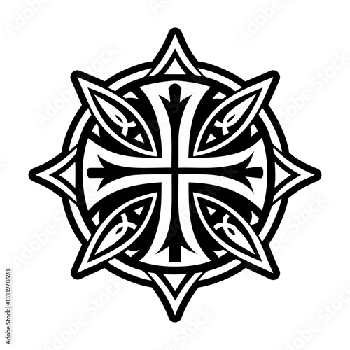 A filled style icon of knight lorraine symbol
