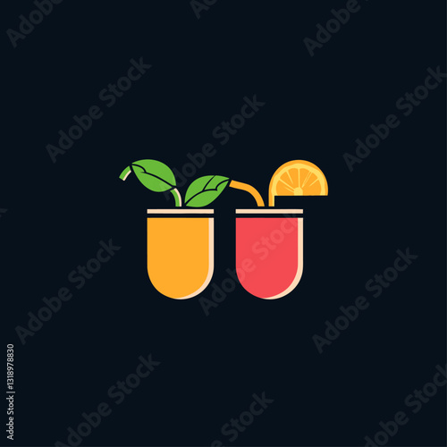 Fresh orange juice and leafy green smoothie in glasses, healthy drink