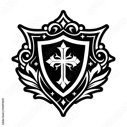 A glyph style icon of medieval shield symbol