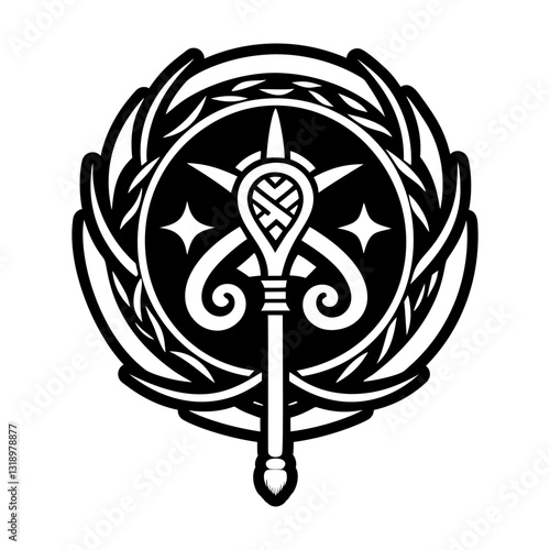 A glyph style icon of pilgrim staff symbol