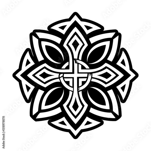 Patriarchal cross symbol icon in filled style