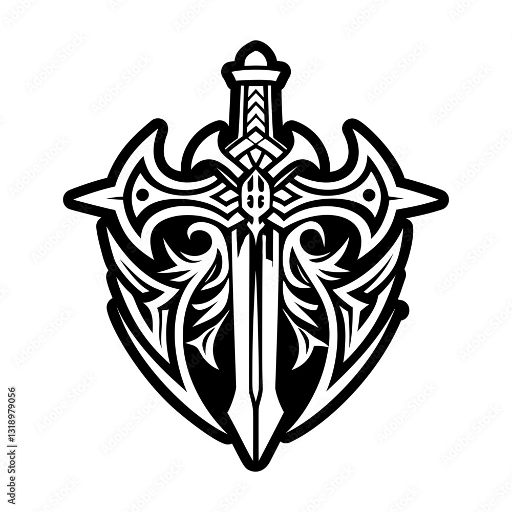 Naklejka premium A solid style icon of sword symbol