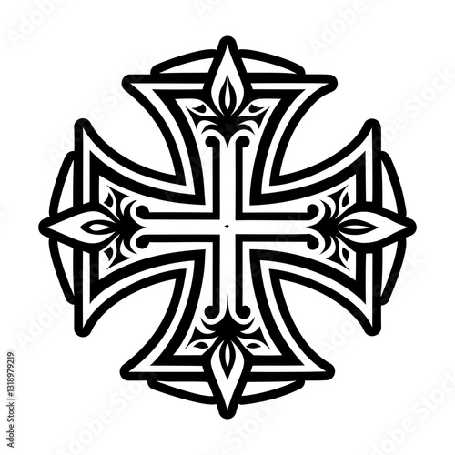 Templar cross symbol icon in glyph style