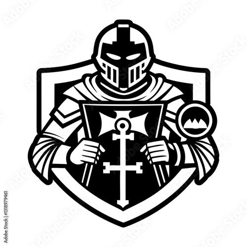 A filled style icon of templar warrior symbol