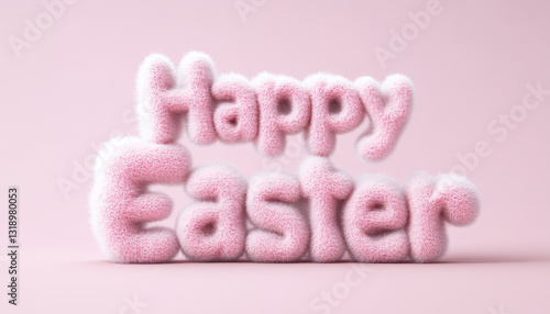 Happy Easter in fluffy pink typography creates joyful and festive atmosphere, perfect for celebrating holiday with warmth and cheer