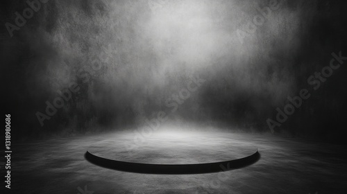 Obraz na płótnie Escena minimalista en blanco y negro con plataforma circular w salonie