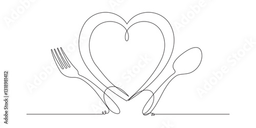cutlery continuous line vector 2