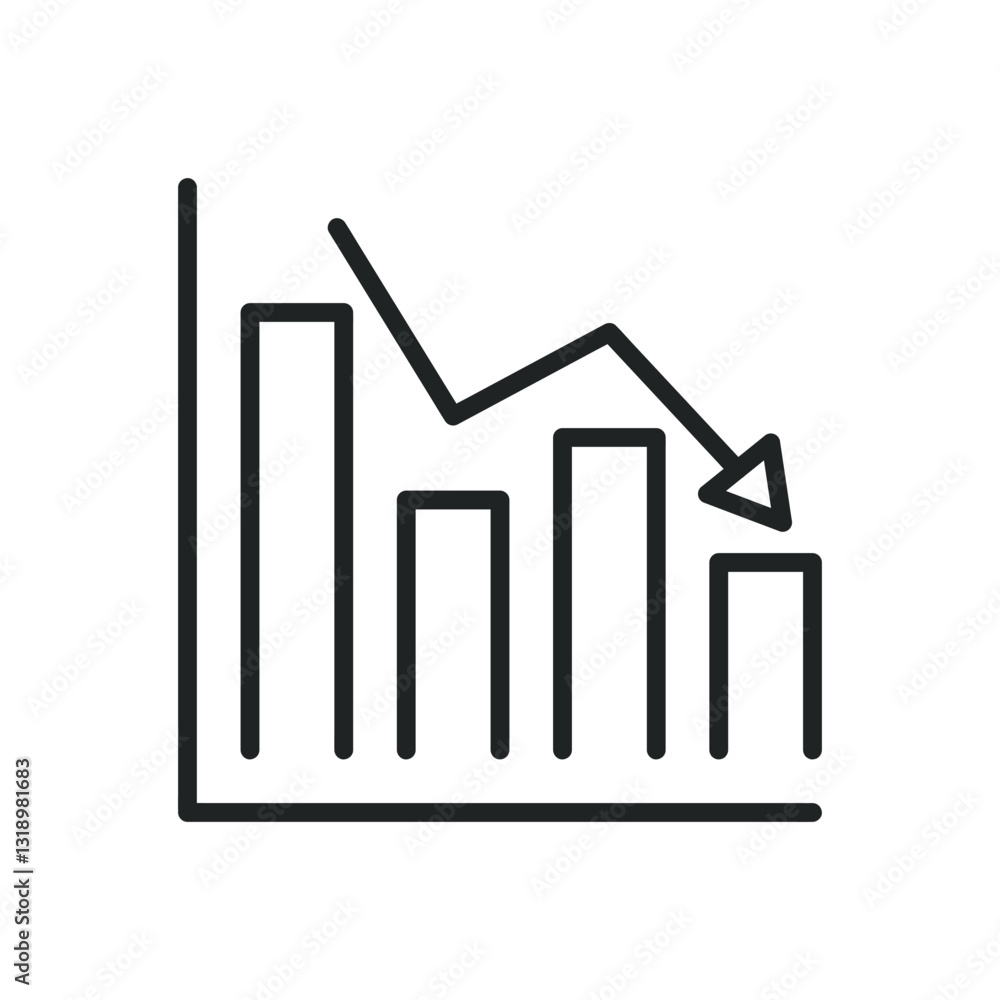 Decrease thin line icons. Editable stroke and Perfect pixel on transparent background Decrease thin line icons. Editable stroke and Perfect pixel on transparent background