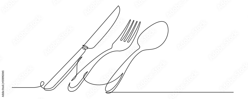 Fototapeta premium cutlery continuous line vector 4