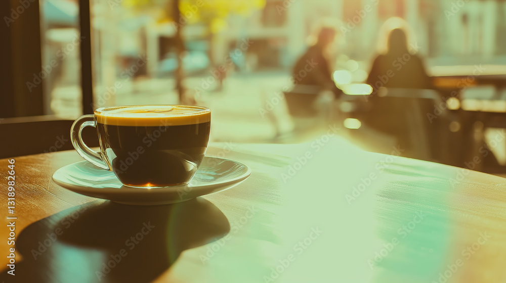 Cup Of Coffee In A Cozy Cafe By The Window Or Outside, Soft Sunlight Illuminating The Table And Surrounding , Bright And Intimate With Copyspace, Stock Photo Style Cup Of Coffee In A Cozy Cafe By The Window Or Outside, Soft Sunlight Illuminating The Table And Surrounding , Bright And Intimate With Copyspace, Stock Photo Style
