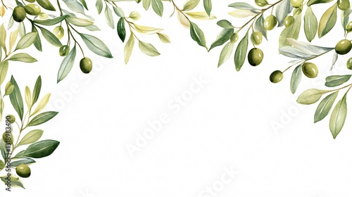 Professional Image of Olive Branch on White Background for Harmonious and Natural Design Projects