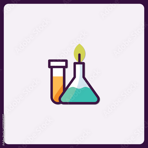 Whimsical chemistry set icon with test tube and Erlenmeyer flask design