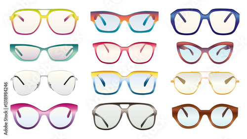 1545_Big set of fashionable colorful glasses isolated on white background