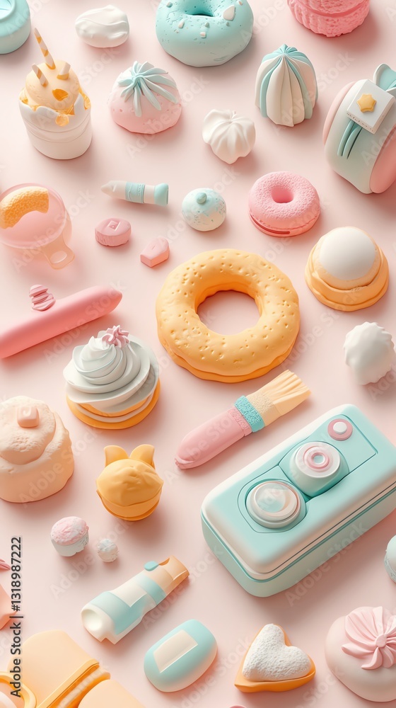 Soft clay-style 3D icons with handcrafted textures, subtle imperfections, and pastel color tones Soft clay-style 3D icons with handcrafted textures, subtle imperfections, and pastel color tones