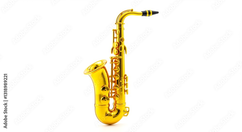 Naklejka premium Golden Alto Saxophone Gleams Brightly Isolated Studio Shot. AI Generated