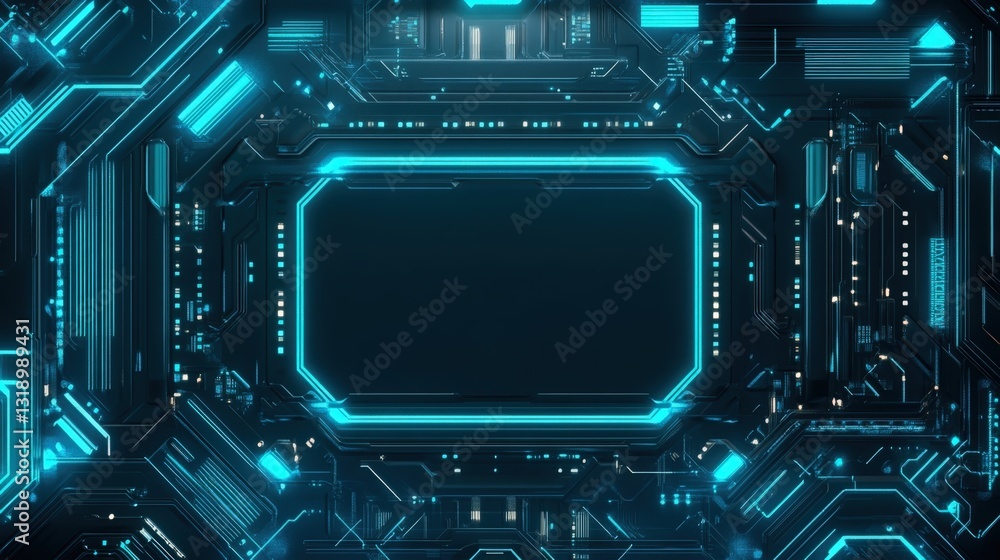 Futuristic Abstract Background with Glowing Neon Circuit Board Design, Symbolizing Technology and Innovation. Perfect for Tech Websites, Presentations, and Sci-Fi Projects.