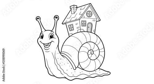 Happy snail carries charming little house gently. AI Generated