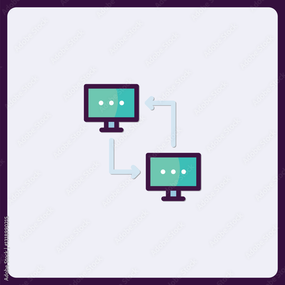 Networked computer icons, data flow visualization, seamless connection concept Networked computer icons, data flow visualization, seamless connection concept