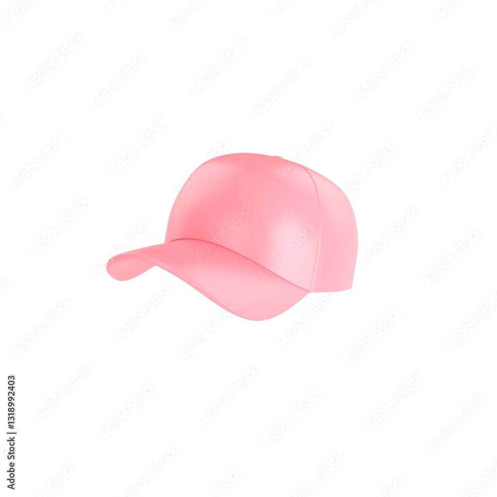 Fototapeta premium A soft light pink glossy baseball cap with subtle reflections. Great for feminine and stylish themes.