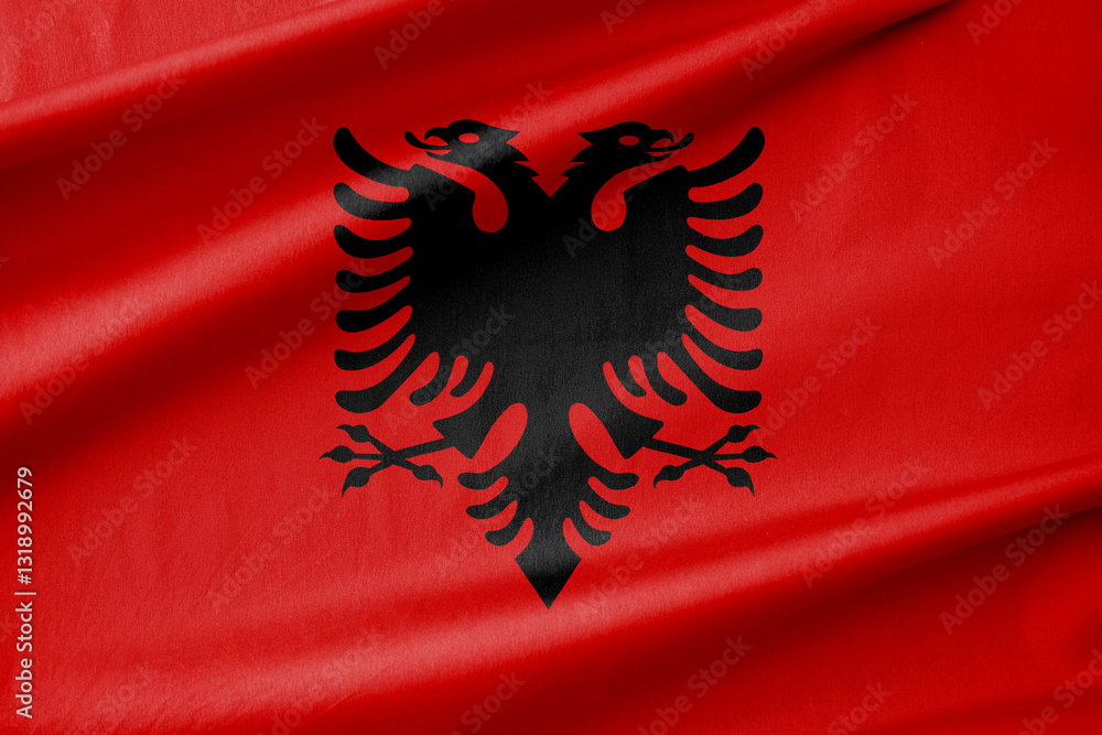 Albania National Flag Waving in the Wind Albania National Flag Waving in the Wind