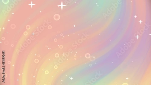 Easter Background with Pastel Colors A soft, pastel-hued abstract background featuring gentle waves, bubbles, and sparkling stars, ideal for digital design or creative projects.