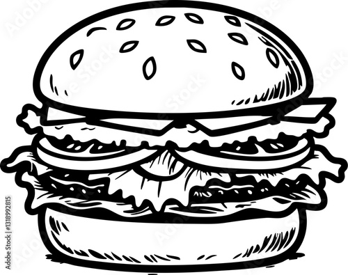 Delicious burger creation fast food kitchen culinary bright environment top-down view comfort food concept