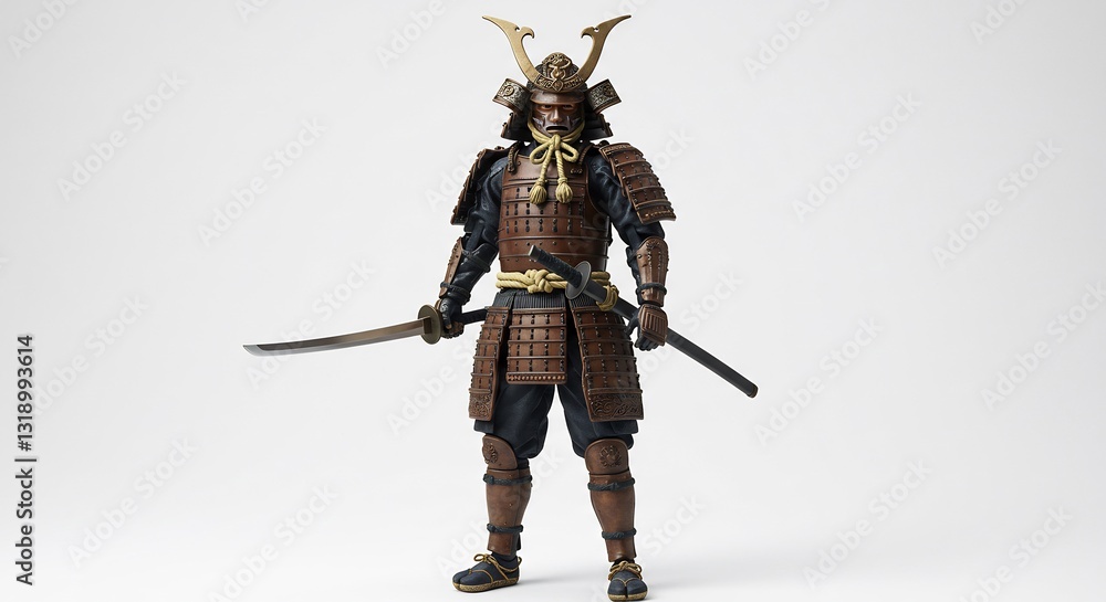 Powerful Samurai warrior stands proudly soft studio lighting illuminates intricate armor details. AI Generated Powerful Samurai warrior stands proudly soft studio lighting illuminates intricate armor details. AI Generated
