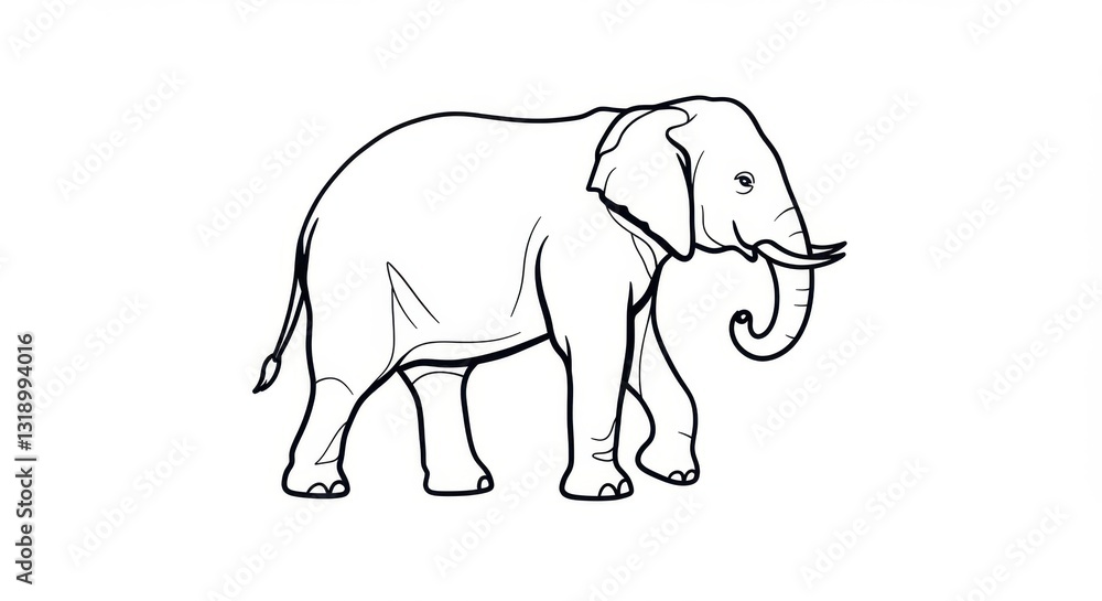 Obraz premium Simplified Stylized Elephant Line Drawing