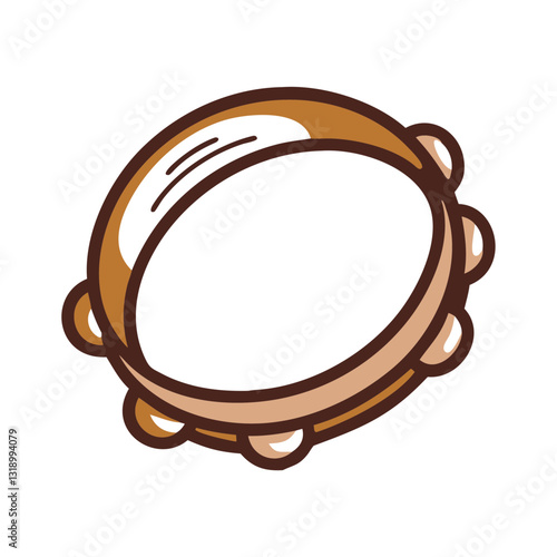 Tambourine icon symbolizing music rhythm, joyful celebration concept