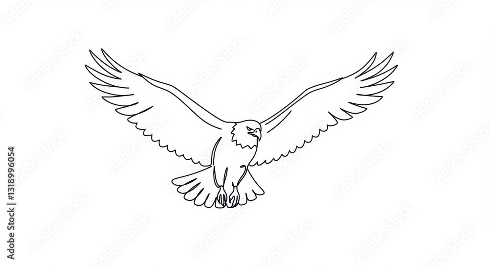 Fototapeta premium Simplified Line Drawing of a Soaring Eagle