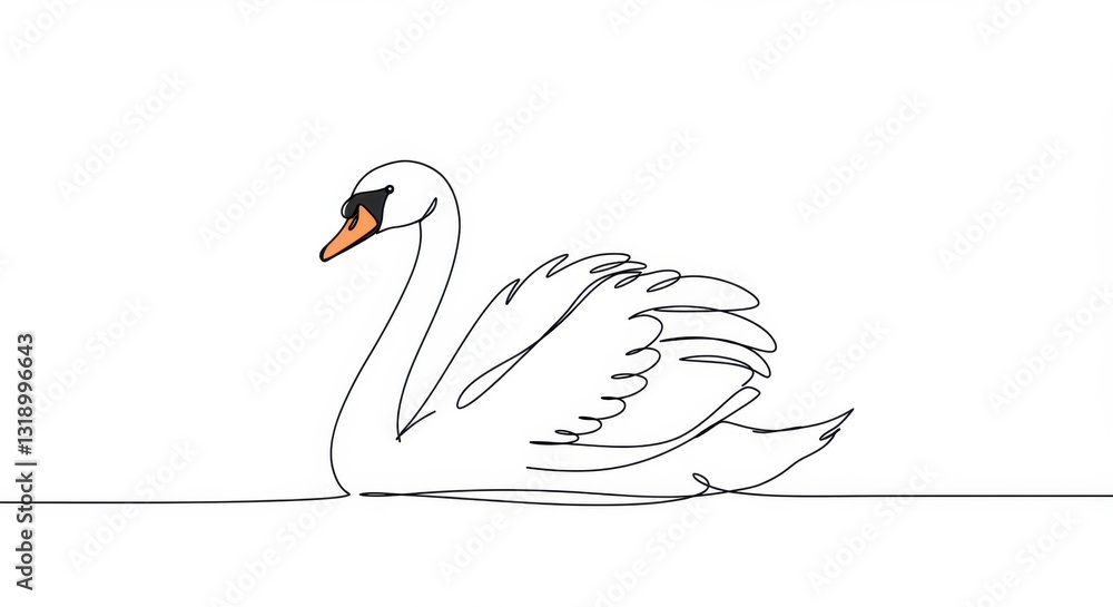 Fototapeta premium Simplified and Stylized Illustration of a Graceful Swan Swimming