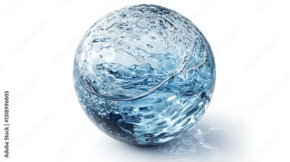A perfect sphere of water, its surface rippling with delicate patterns, isolated on a white background, highly detailed and photorealistic A perfect sphere of water, its surface rippling with delicate patterns, isolated on a white background, highly detailed and photorealistic