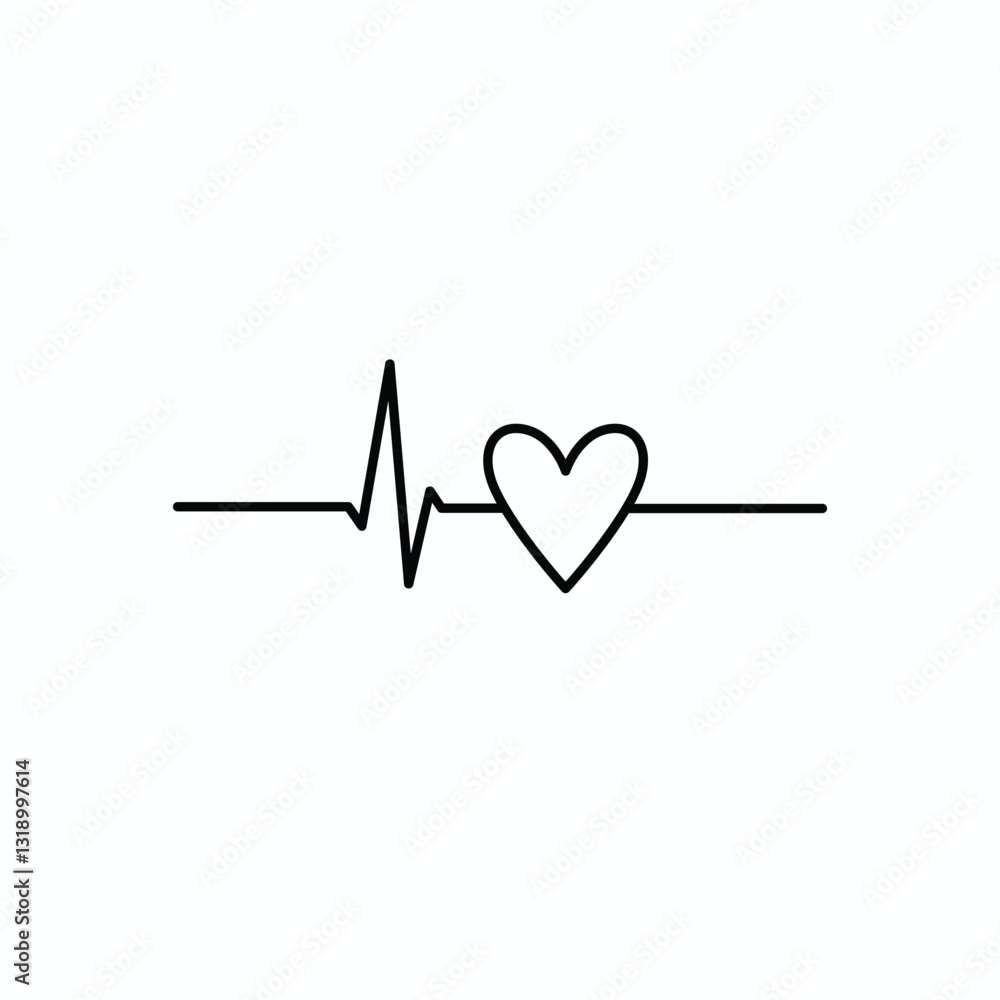 Heart Rate Line with Heart Icon - Minimalist Design for Health, Wellness, and Medical Themes - Vector Illustration Heart Rate Line with Heart Icon - Minimalist Design for Health, Wellness, and Medical Themes - Vector Illustration