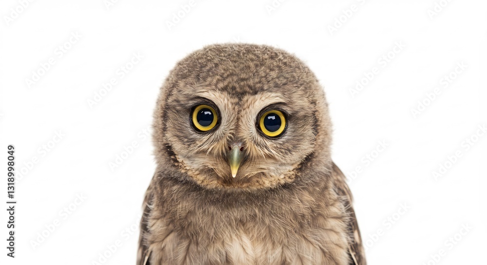 Obraz premium Adorable owlet stares intently bright eyes soft feathers. AI Generated