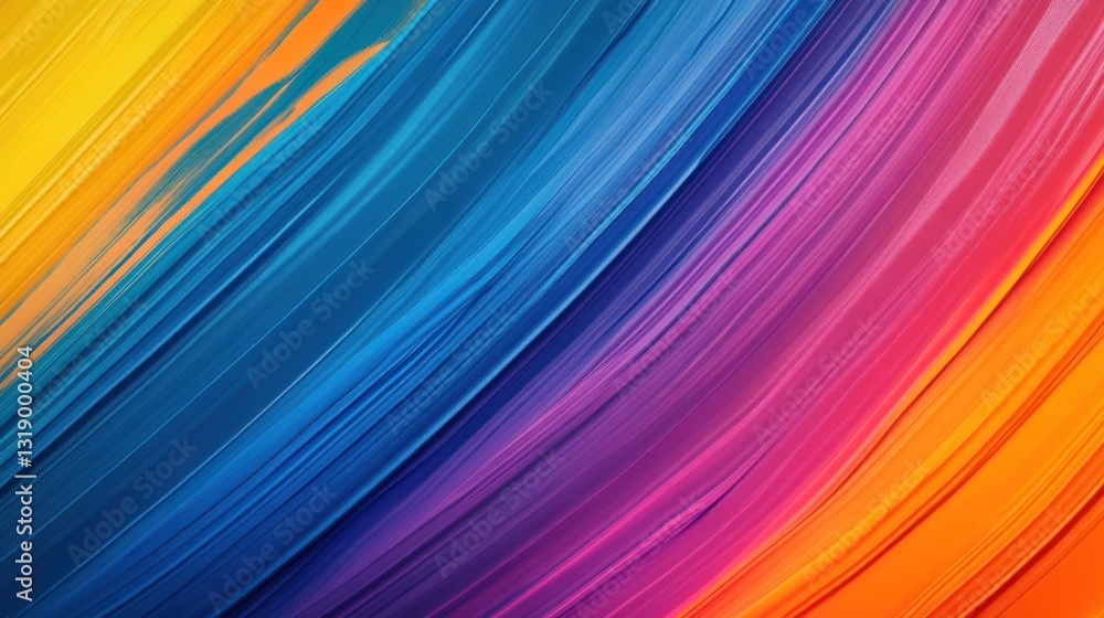 Abstract vibrant rainbow colored diagonal lines.