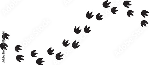 Dinosaur tracks icon . Dragon tracks foot print symbol silhouette black vector  isolated on transparent background. Dino cute trail texture. Hand drawn paleontology dinosaur paw prints.