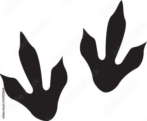 Dinosaur tracks icon . Dragon tracks foot print symbol silhouette black vector  isolated on transparent background. Dino cute trail texture. Hand drawn paleontology dinosaur paw prints.