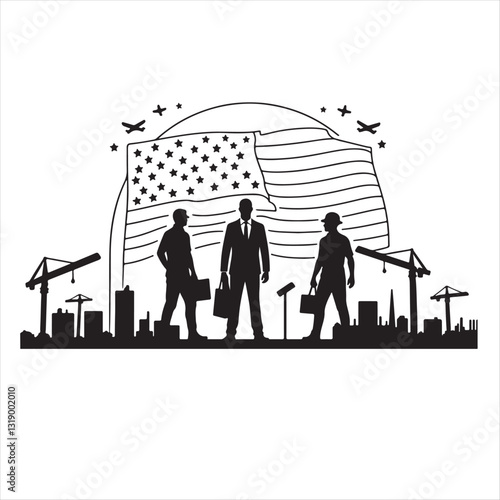 Black Labor Day Silhouette Vector Design With Transparent background 