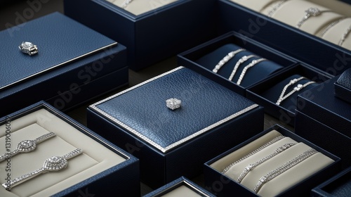 Elegant Jewelry Collection Displayed in Luxurious Boxes with Sparkling Gems and Precision Craftsmanship